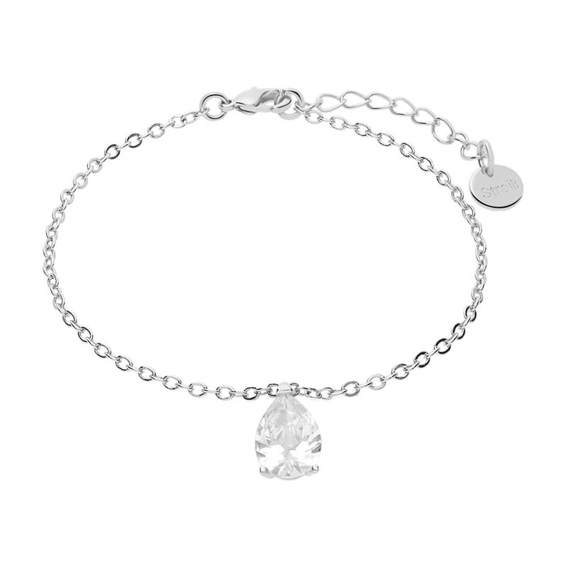 Bracciale in ottone rodiato con zircone pendente - Spannringe Damen | OROVIVO