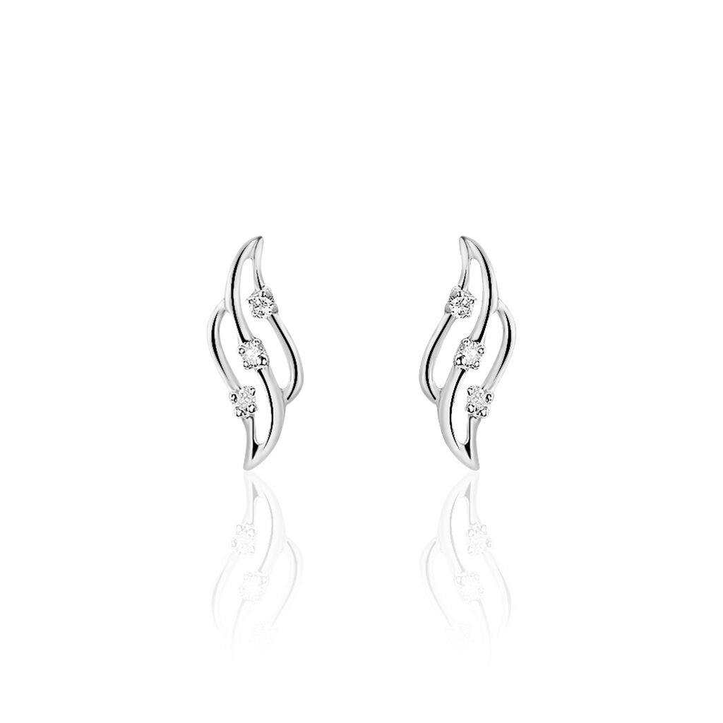 Boucles D'oreilles Puces Marnie Or Blanc Diamant - Spannringe Damen | OROVIVO