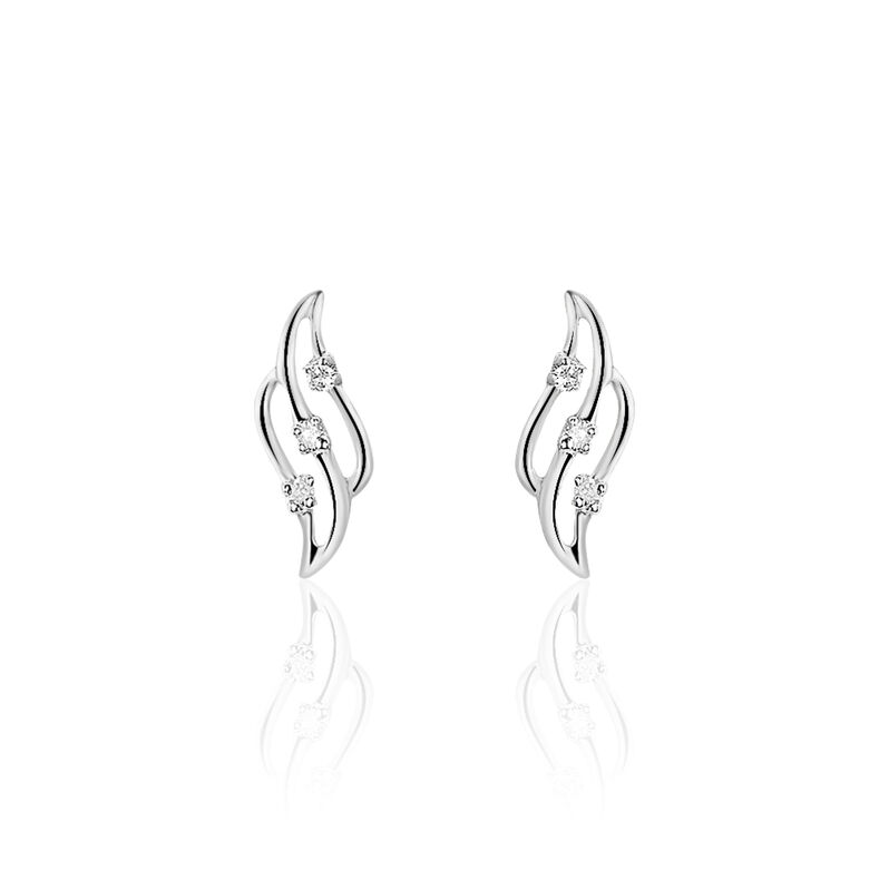 Boucles D'oreilles Puces Marnie Or Blanc Diamant - Spannringe Damen | OROVIVO