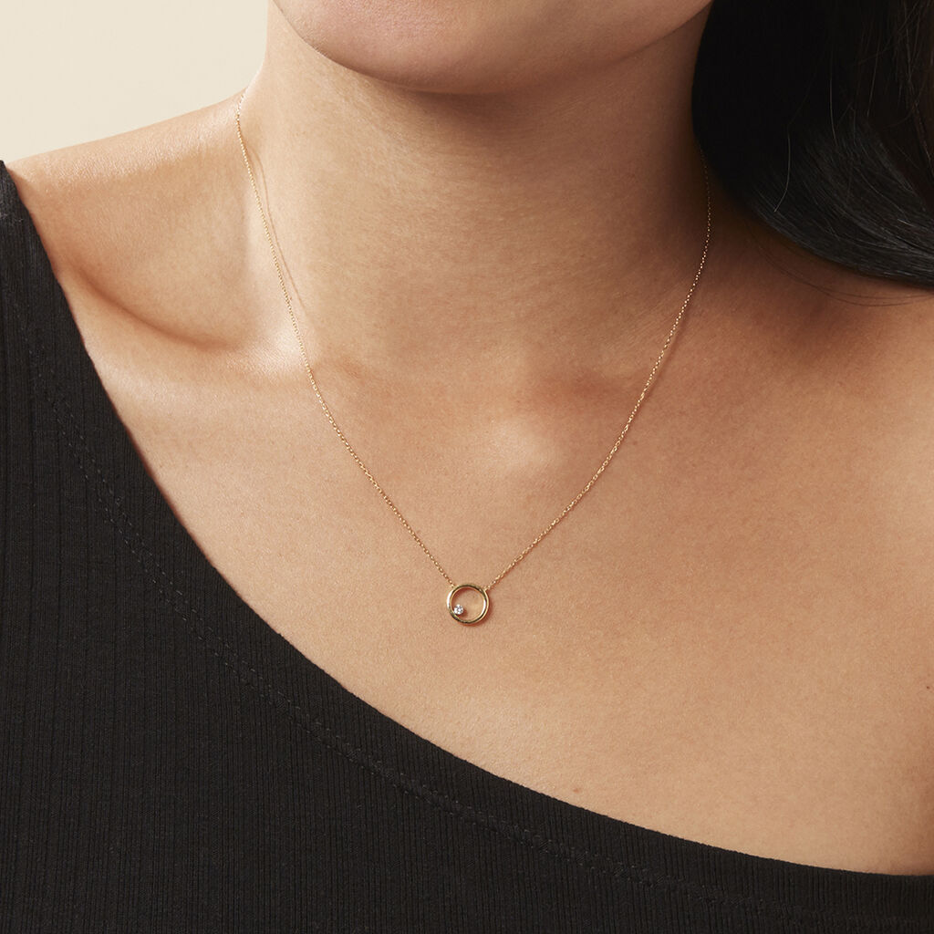 Damen Collier Gold 750 Diamant 0,05ct Kreis Invisible 3 - Halsketten Damen | OROVIVO