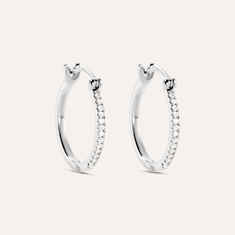 Orecchini A Cerchio Grace Oro Bianco Diamante - Spannringe Damen | OROVIVO
