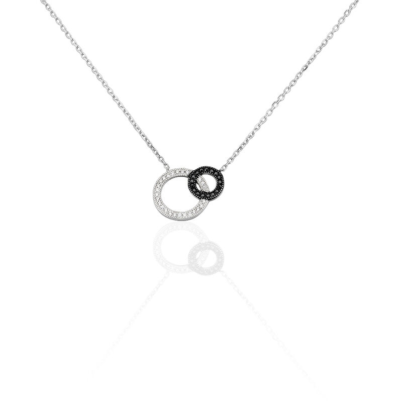 DIANA 50 Damen Collier Silber 925 Zirkonia Wei&szlig; Doppelkreis - Halsketten Damen | OROVIVO