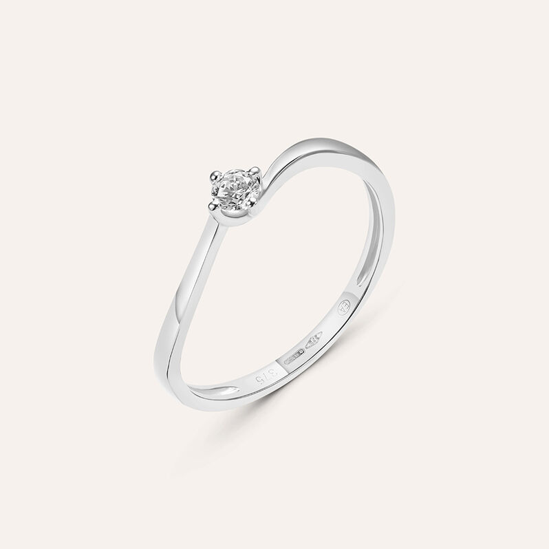 Anello Solitario Claire Oro Bianco Cubic Zirconia - Spannringe Damen | OROVIVO