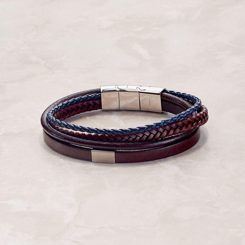 MULTI Herren Armband Leder Wei&szlig;
