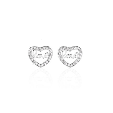 CLARRA HERZ Damen Ohrstecker Silber 925 Zirkonia Wei&szlig; Herz - Ohrstecker  | OROVIVO