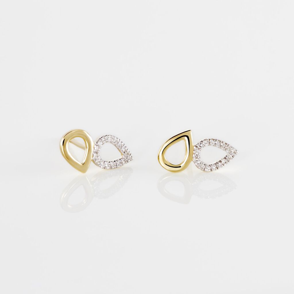 Leafa Damen Ohrstecker Gold 375 (9 Karat) Diamant Wei&szlig; 0,05 ct Mandel