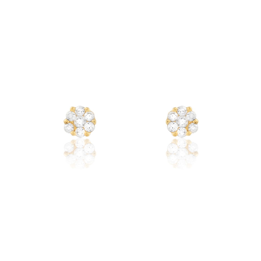 LIDIA 1 Damen Ohrstecker Gold 375 (9 Karat) Zirkonia Wei&szlig; Blume