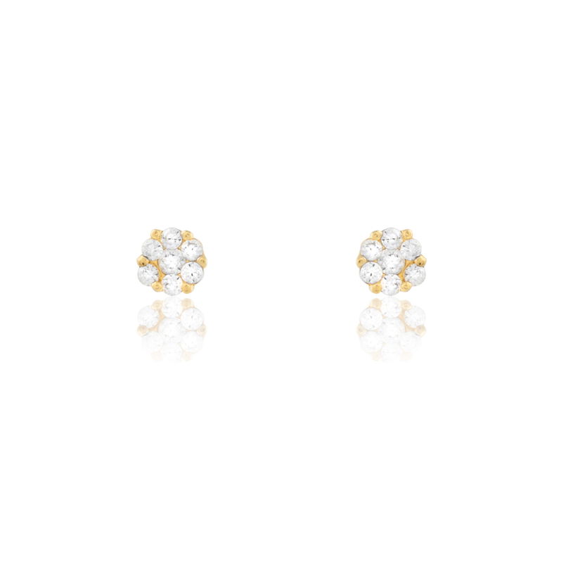 LIDIA 1 Damen Ohrstecker Gold 375 (9 Karat) Zirkonia Wei&szlig; Blume - Ohrstecker Damen | OROVIVO