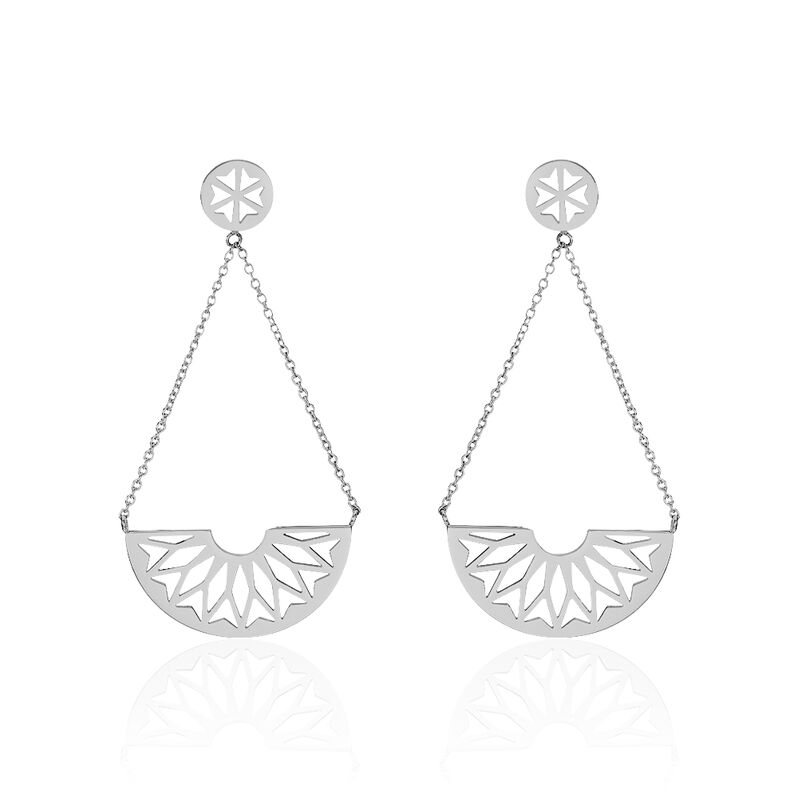 Boucles D'oreilles Pendantes Auxane Acier Blanc - Spannringe Damen | OROVIVO
