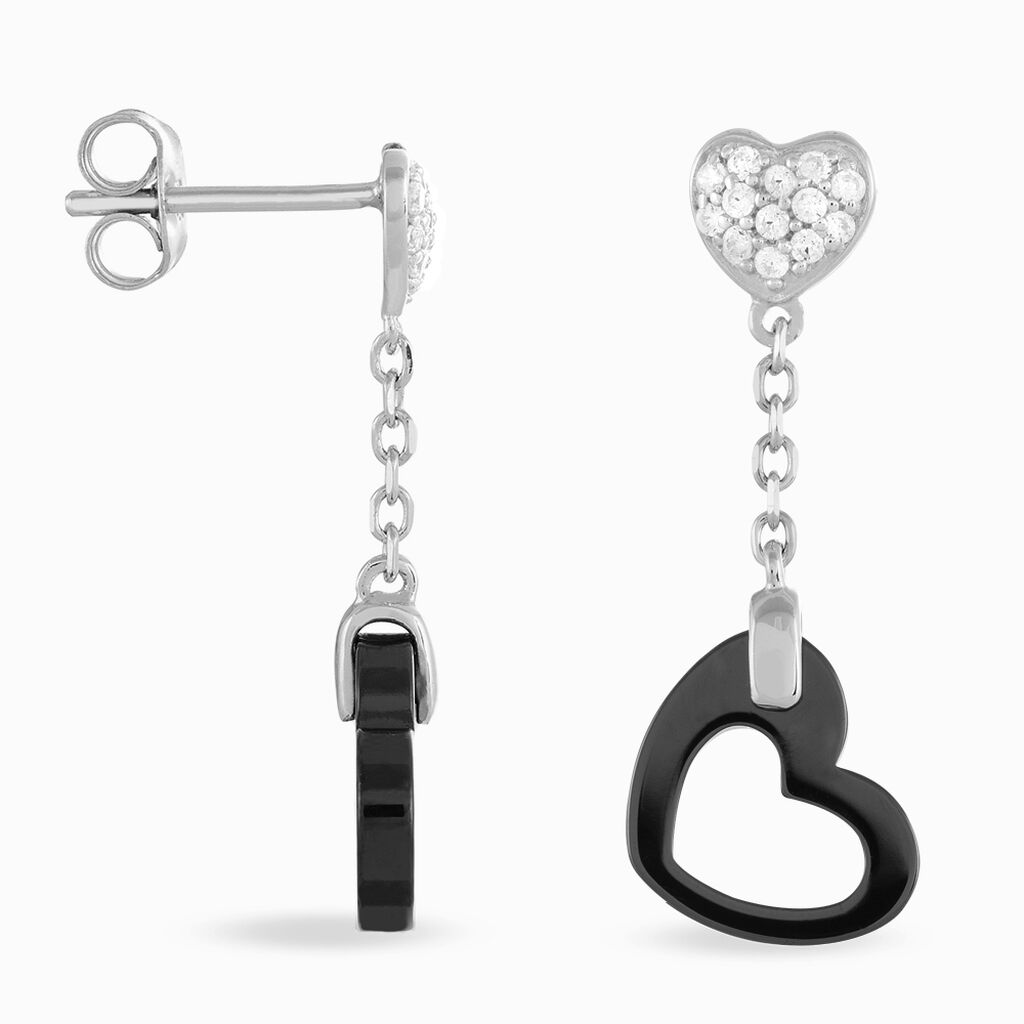 Boucles D'oreilles Pendantes Argent Oxyde De Zirconium Et Céramique - Spannringe Damen | OROVIVO