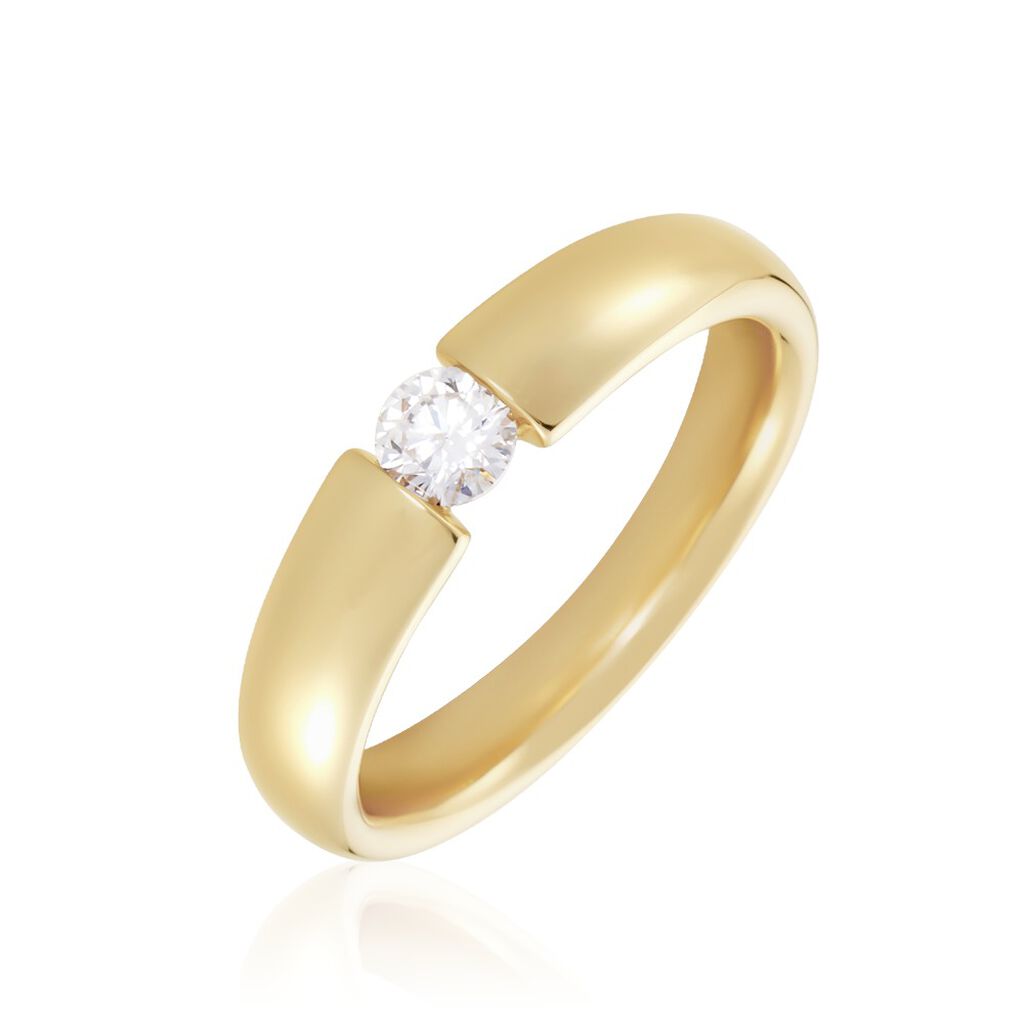 LISBOA Damen Ring Gold 585 (14 Karat) Diamant Weiß 0,2 ct, Ring mit Stein