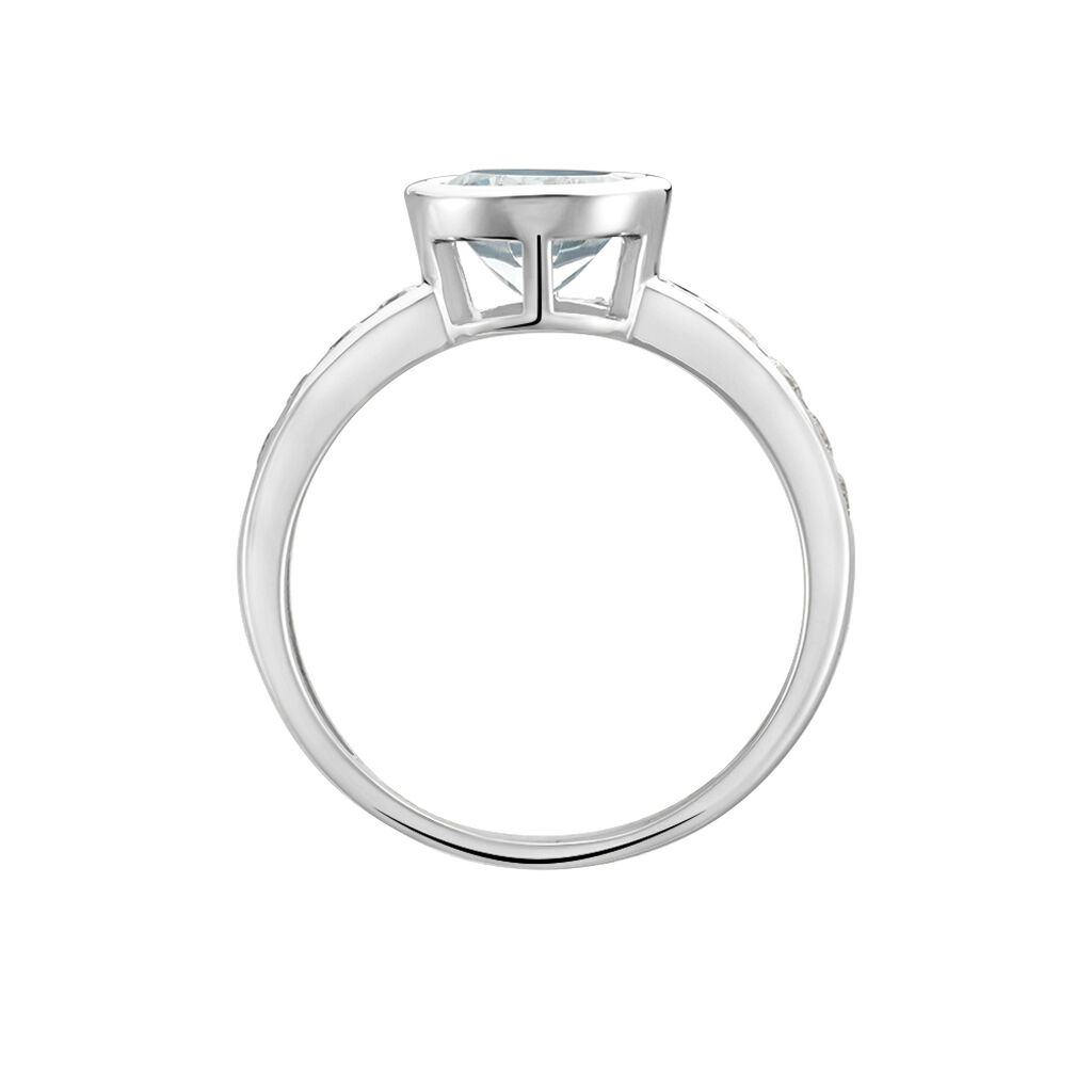 BREEZE Damen Ring Wei&szlig;gold 375 (9 Karat) Topas Himmelblau 1,55 ct Kreis