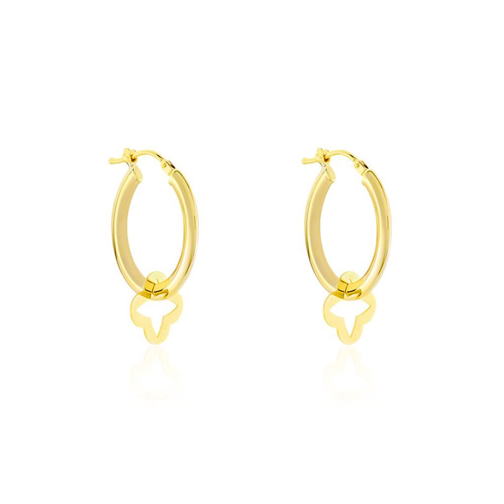 RINKA Damen Creolen Gold 375 (9 Karat) Talisman Kleeblatt B 3 mm