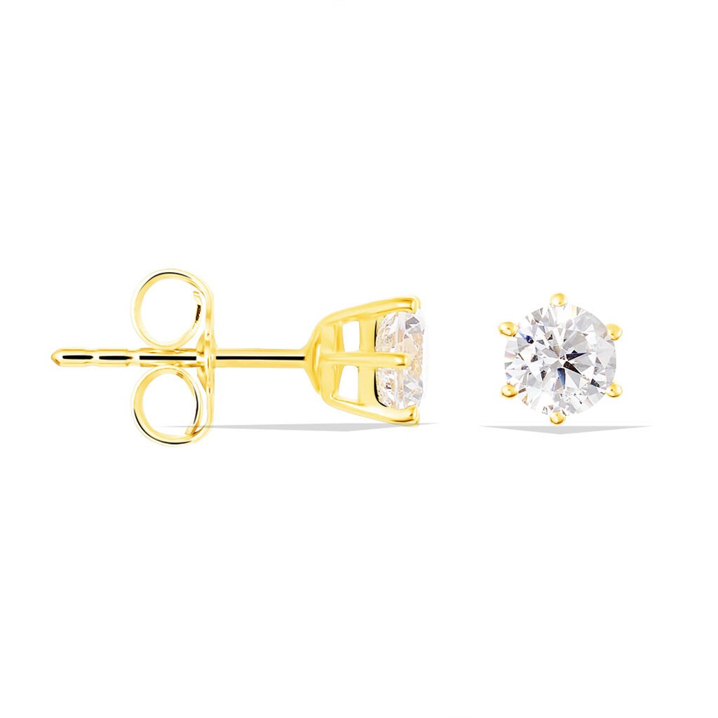KRAPPE 6 Damen Ohrstecker Gold 375 (9 Karat) Zirkonia Wei&szlig; 0,97 ct Kreis
