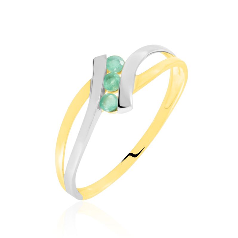 Bague Prudie Or Bicolore émeraude - Spannringe Damen | OROVIVO