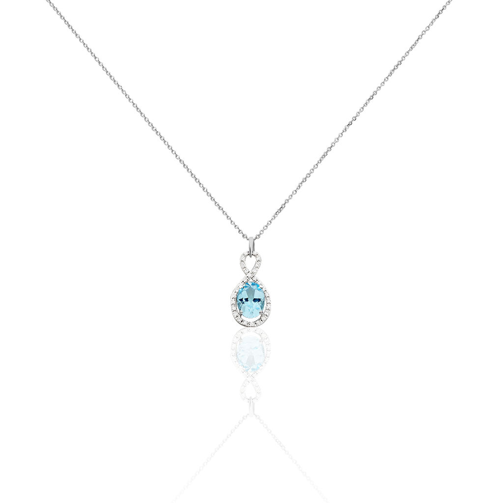 Damen Collier Weißgold 375 Topas Blau 1,63ct Oval Passion - Halsketten Damen | OROVIVO