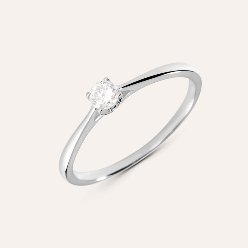 Anello Solitario Grace Oro Bianco Diamante - Spannringe Damen | OROVIVO