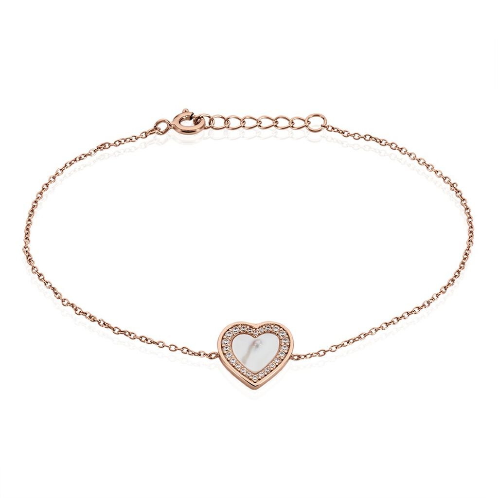 DIANNA Damen Armband Silber rosevergoldet 925 Perlmutt Rosa Perlmutt Herz - Armbänder mit Anhänger Damen | OROVIVO