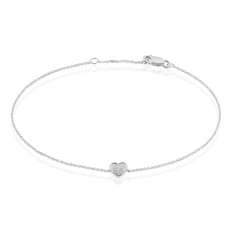 ABA Damen Armband Wei&szlig;gold 375 (9 Karat) Diamant Wei&szlig; 0,05 ct Herz - Armb&auml;nder mit Anh&auml;nger Damen | OROVIVO