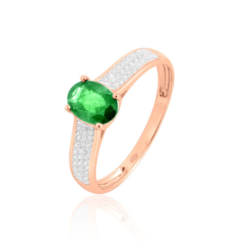 Bague Crista Or Rose Emeraude Et Diamant - Spannringe Damen | OROVIVO