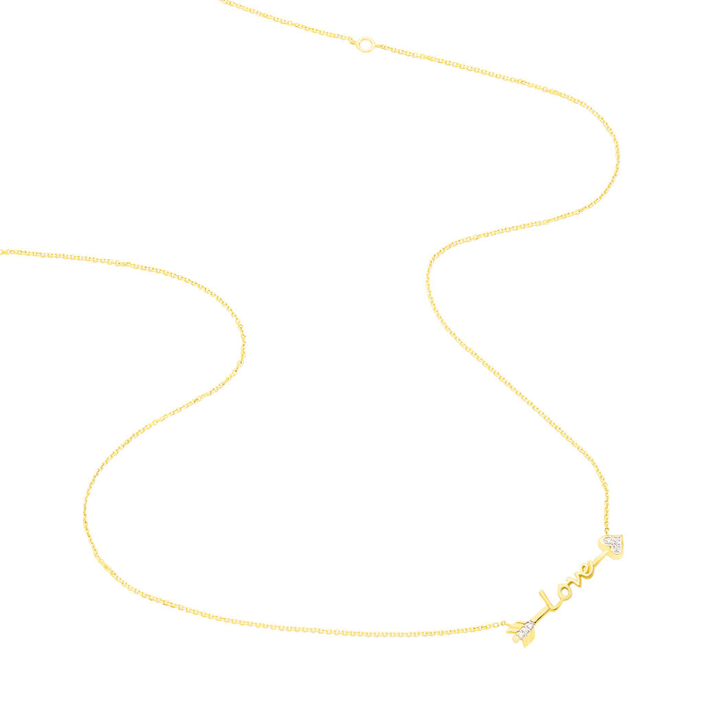 Collier Or Jaune Love Pavage Diamants - Spannringe Damen | OROVIVO
