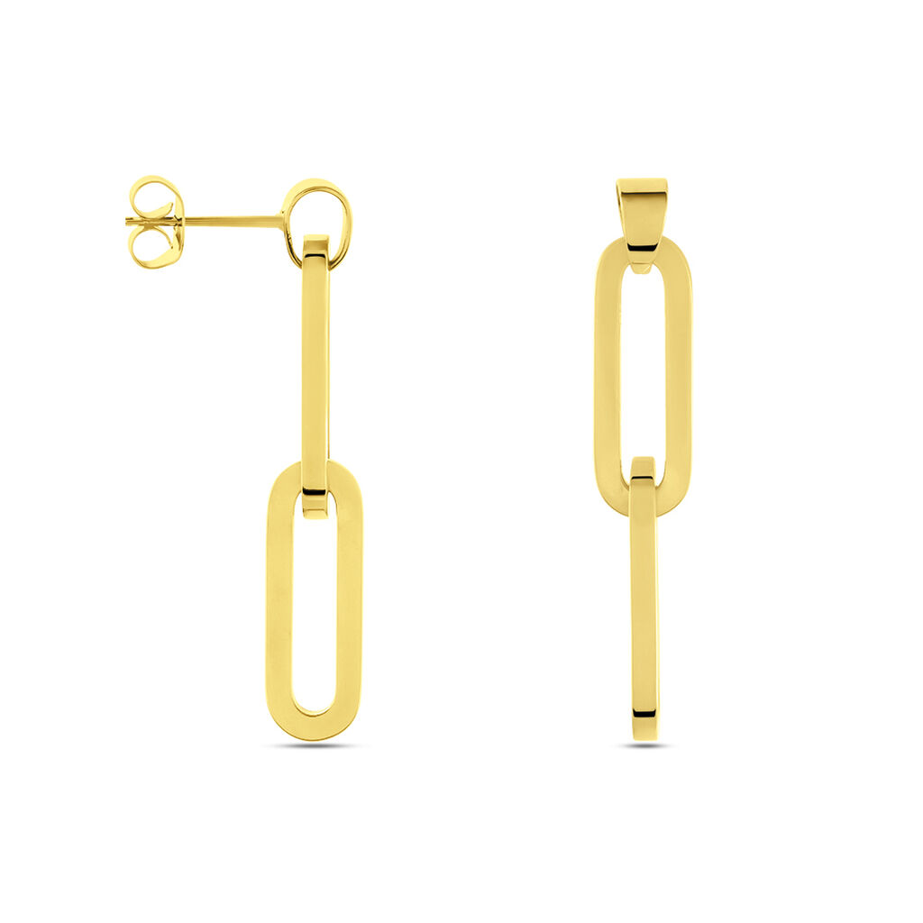 LILIANA Damen Ohrringe Lang Edelstahl vergoldet B 7 mm