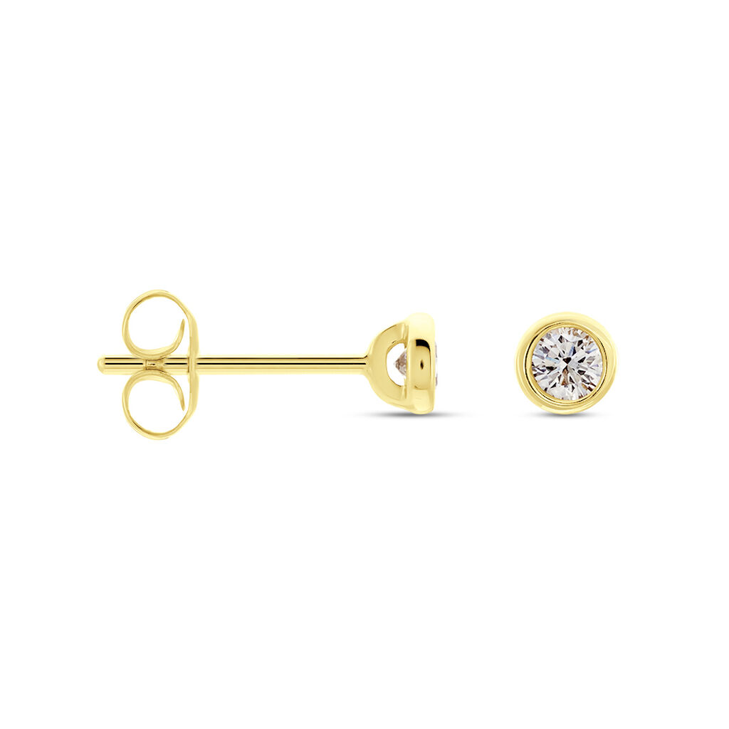 Delicate Damen Ohrstecker Gold 375 (9 Karat) Diamant Wei&szlig; 0,15 ct