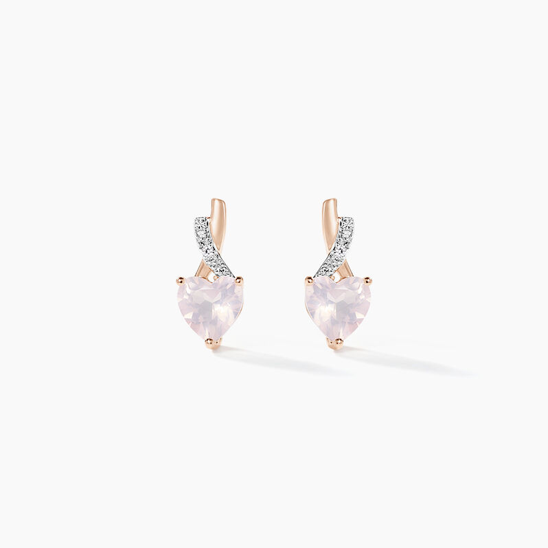 Boucles D'oreilles Puces Or Rose Clothilde Quartz - Spannringe Damen | OROVIVO