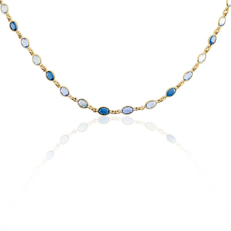 Damen Collier 18 Karat Vergoldet Multicolour Steine Blau Ilvaae - Sommerschmuck Damen | OROVIVO