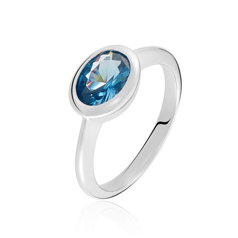 Damen Ring Silber 925 Synthetischer Stein Blau Olivia 5  - Solitärringe Damen | OROVIVO