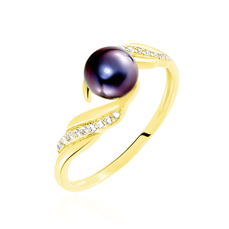 Bague Or Jaune Perle De Culture Et Oxyde De Zirconium - Spannringe Damen | OROVIVO