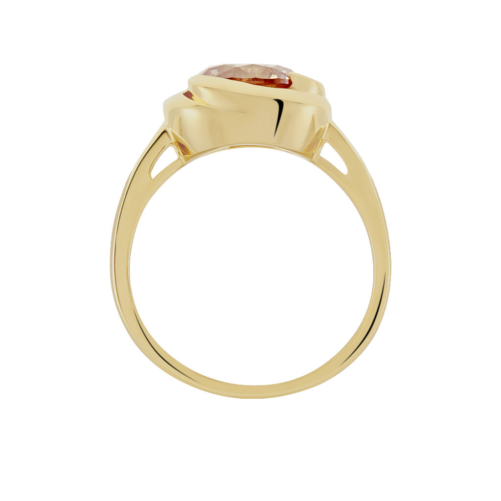 YELLINA Damen Ring Silber vergoldet 925 Zirkonia Champagner 3,06 ct Spirale