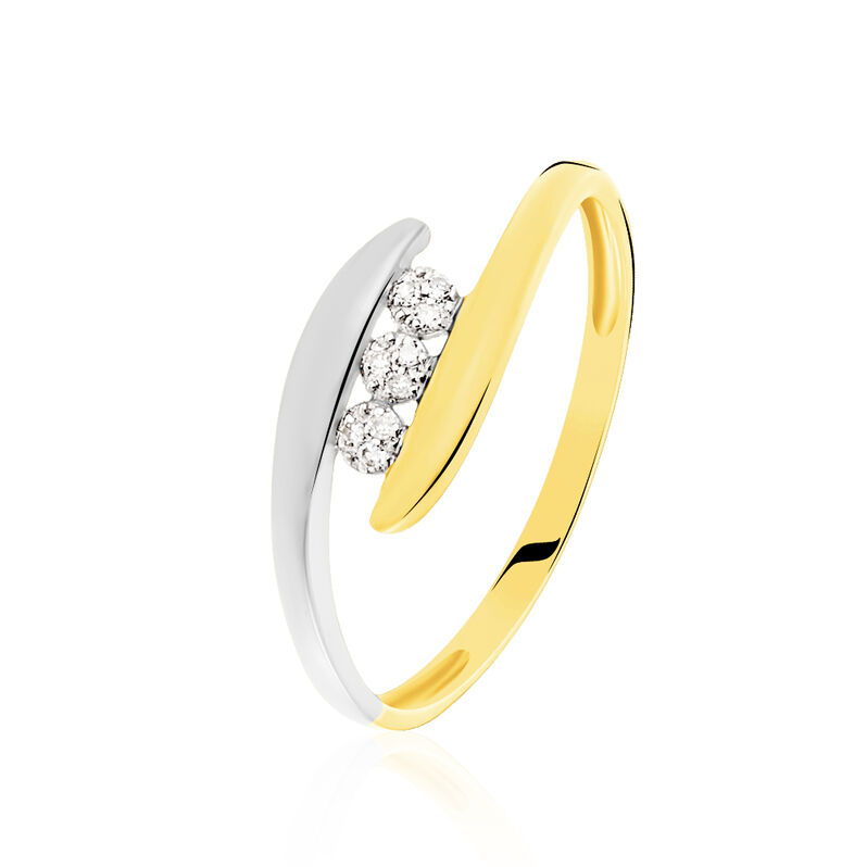 DELPHINE Damen Ring Gold Bicolor 375 (9 Karat) Diamant Wei&szlig; 0,03 ct - Ringe mit Stein Damen | OROVIVO