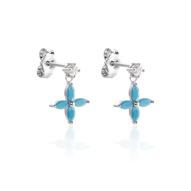Boucles D'oreilles Puces Bluebirds Argent Weiss Turquoise Oxyde - Spannringe Damen | OROVIVO