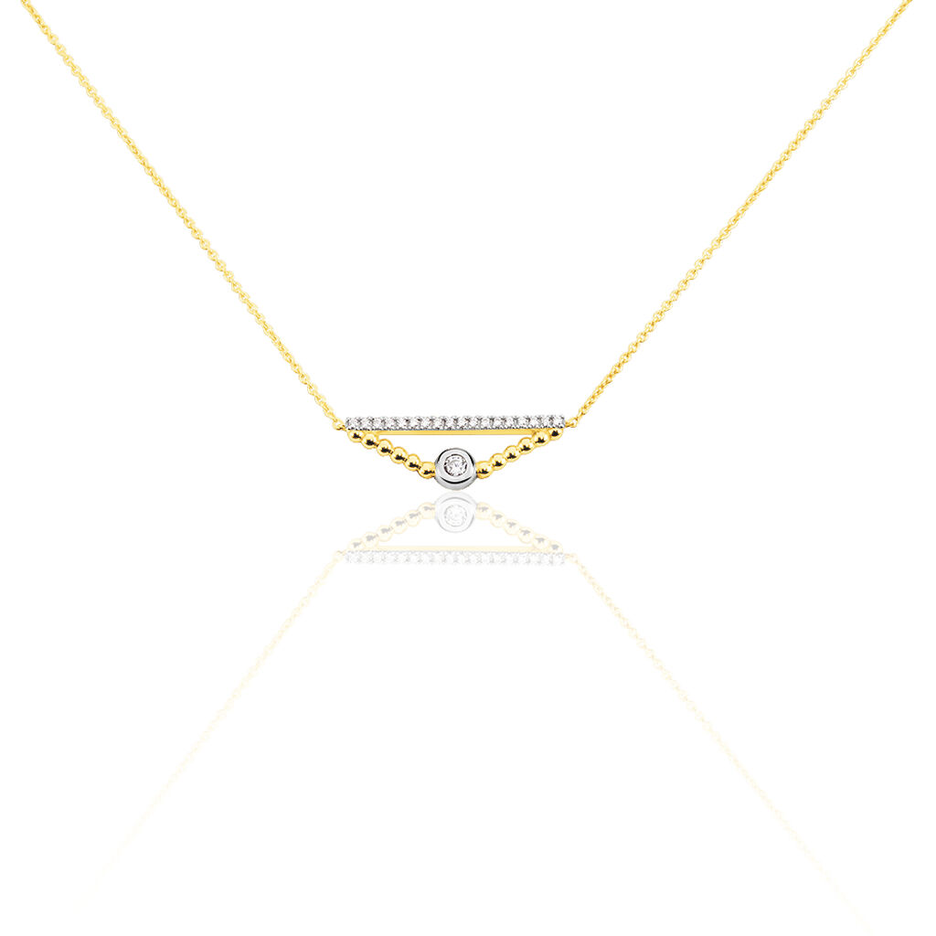 LISSY Damen Collier Gold Bicolor 375 (9 Karat) Zirkonia Wei&szlig; 0,24 ct Dreieck