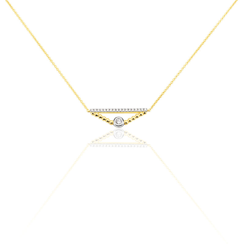 LISSY Damen Collier Gold Bicolor 375 (9 Karat) Zirkonia Wei&szlig; 0,24 ct Dreieck - Halsketten Damen | OROVIVO