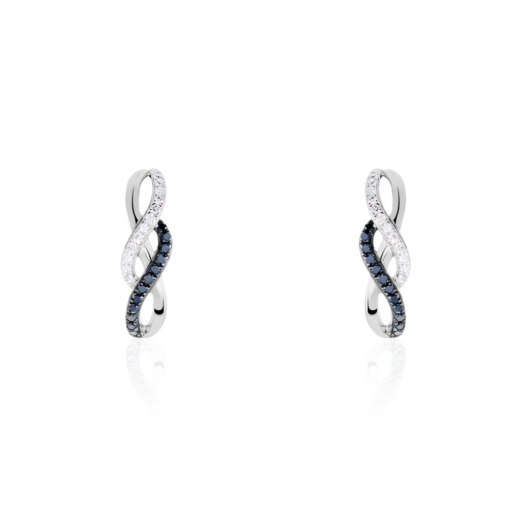 Boucles D'oreilles Puces Callune Or Blanc Diamant - Spannringe Damen | OROVIVO