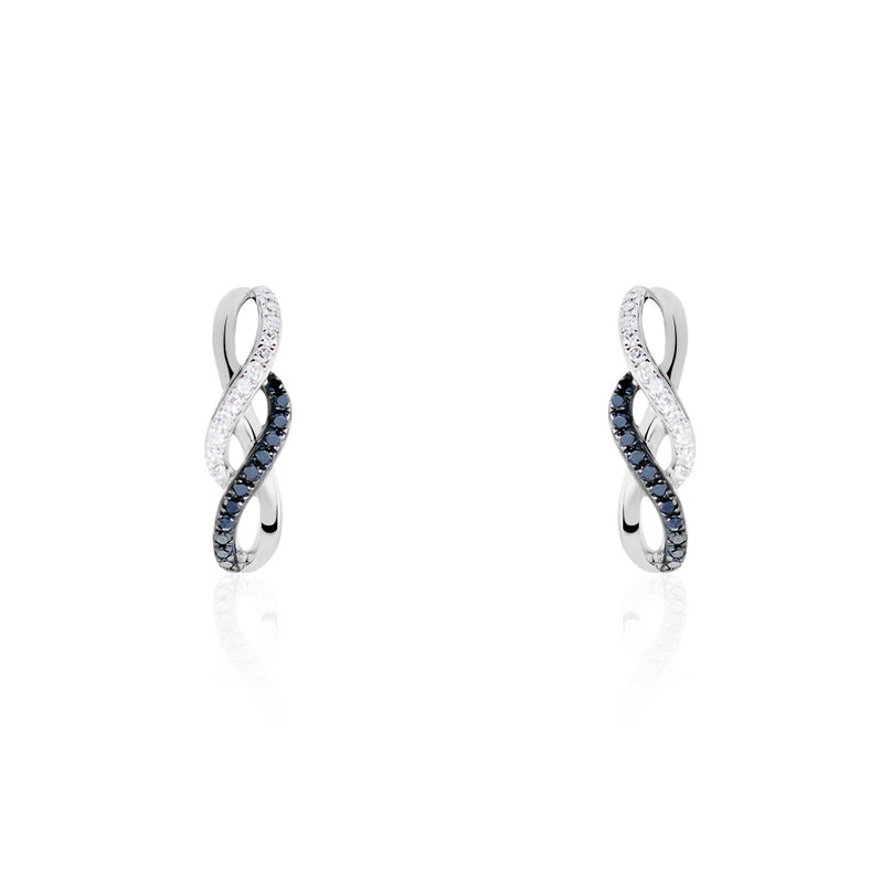 Boucles D'oreilles Puces Callune Or Blanc Diamant - Spannringe Damen | OROVIVO