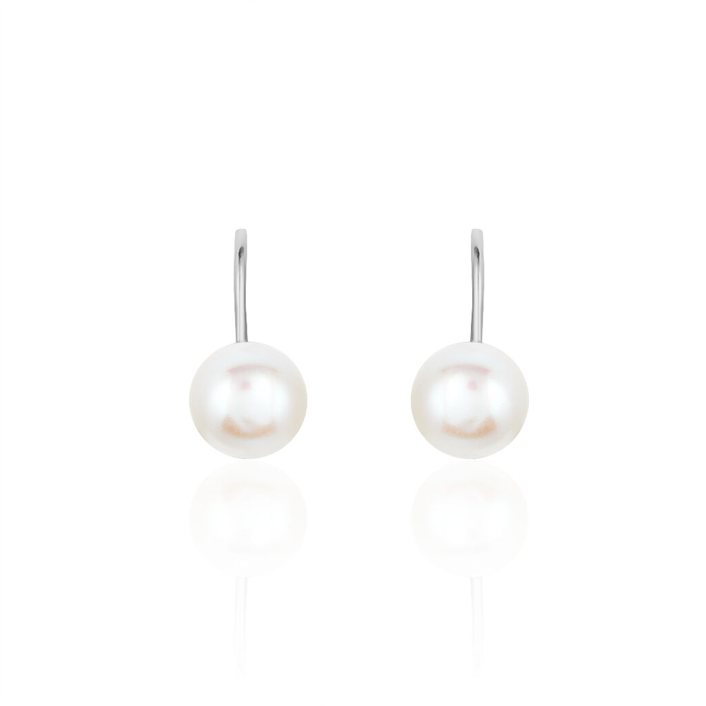 Thumbnail - Damen Perlenohrringe Silber 925 Zuchtperlen 6mm, Ohrringe Lang mit Stein