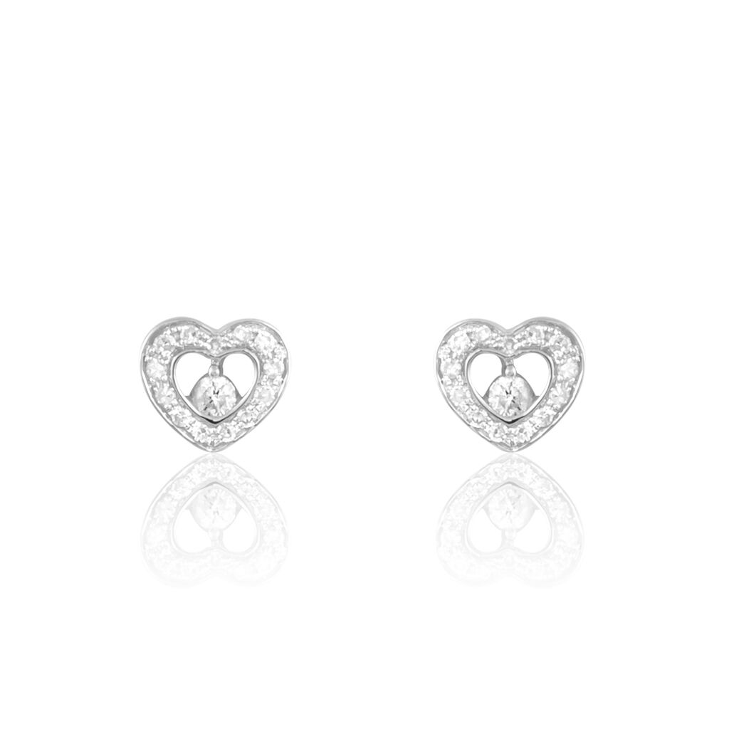 Boucles D'oreilles Puces Tyliana Or Blanc Diamant - Spannringe Damen | OROVIVO