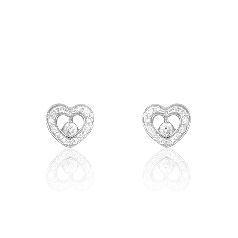 Boucles D'oreilles Puces Tyliana Or Blanc Diamant - Spannringe Damen | OROVIVO