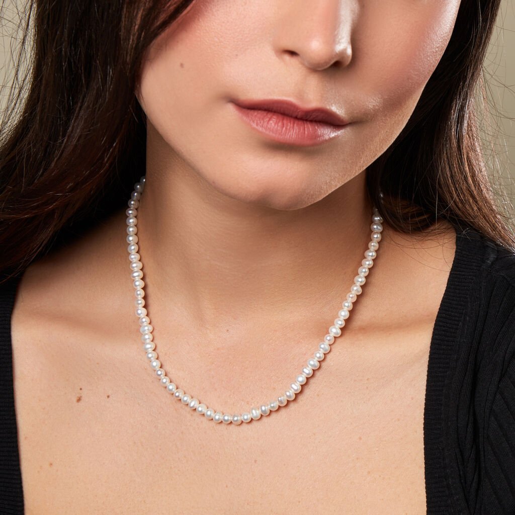 Damen Kette Silber 925 Rund Weiß Leony 4,2cm -  Damen | OROVIVO