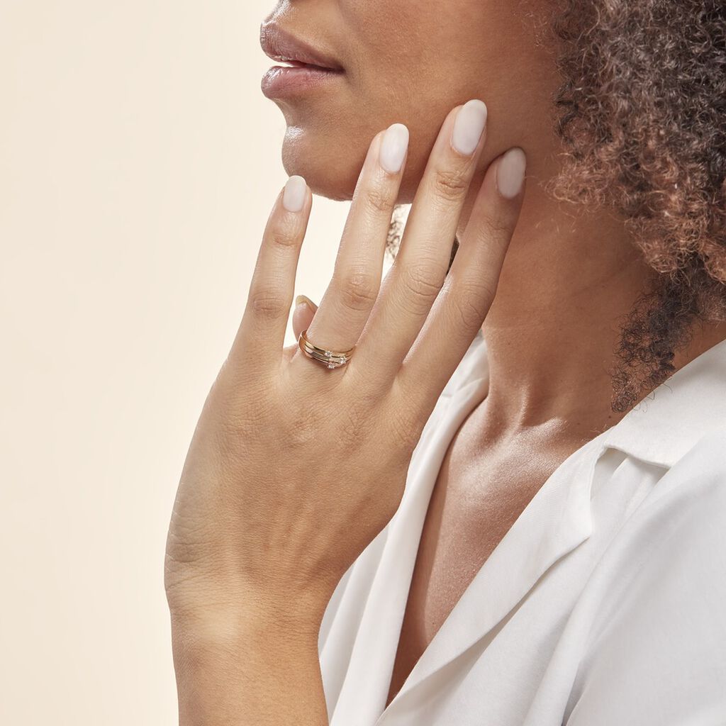 SUPERPOSITION 3 Damen Ring Gold Tricolor Gold / Wei&szlig; / Ros&eacute; 375 (9 Karat) Diamant Wei&szlig; 0,09 ct