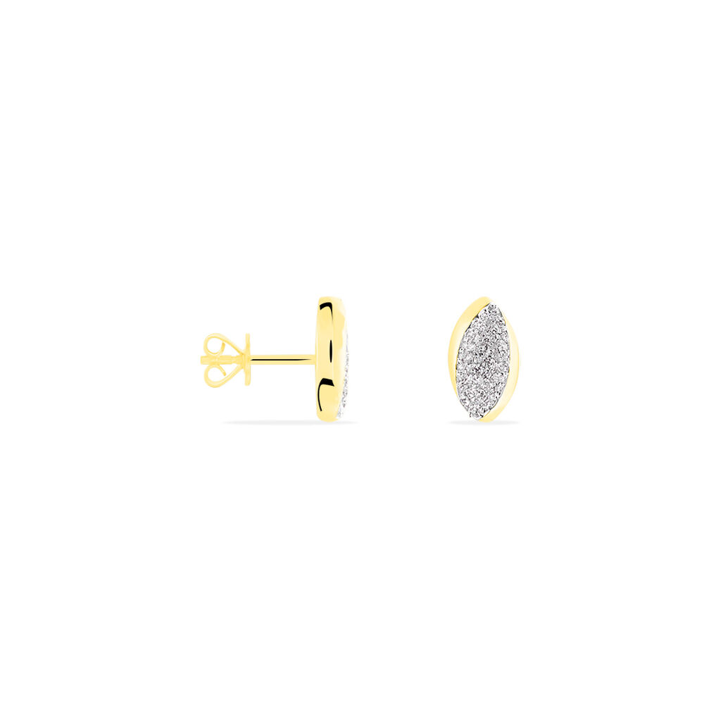 NEOLLE Damen Ohrstecker Gold 375 (9 Karat) Diamant Wei&szlig; 0,18 ct Mandel