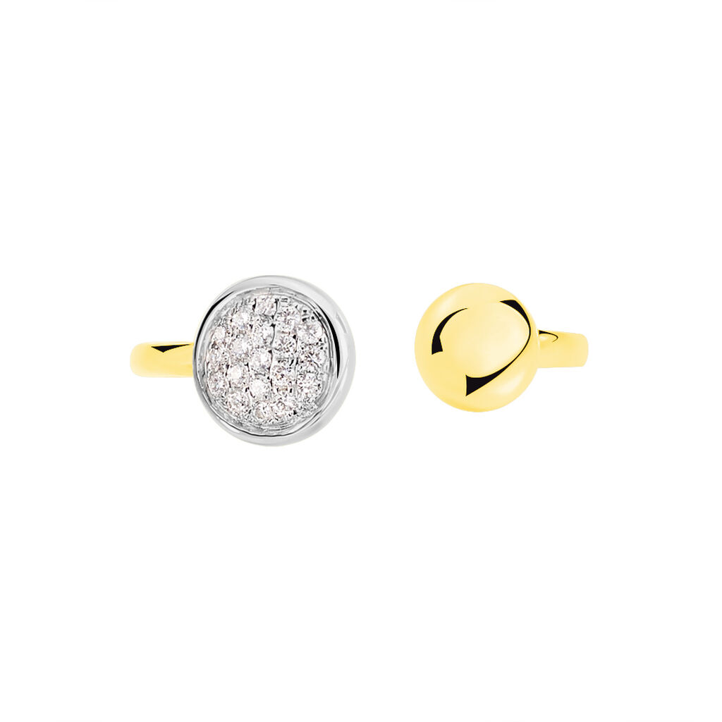 Damen Ring Gold Bicolor 375 Diamant 0,09ct Kreis Soft  - Ringe mit Stein Damen | OROVIVO