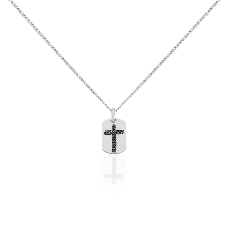 Herren Halskette Silber 925 Kreuz Dog Tag Gravur - Halsketten Herren | OROVIVO