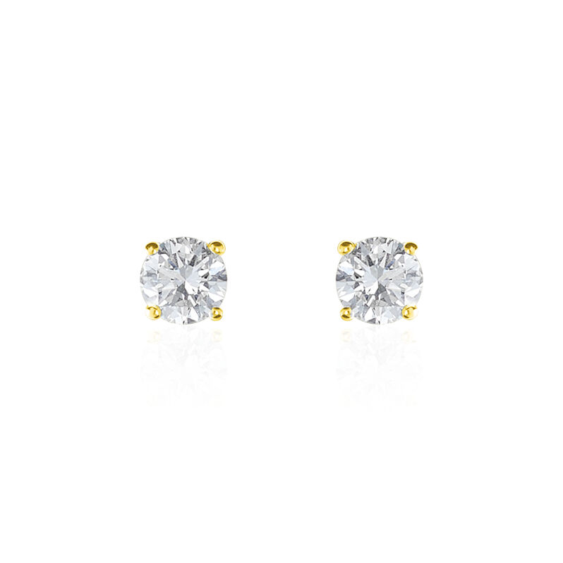 Boucles D'oreilles Puces 4 Griffes Or Jaune Diamant Synthetique - Spannringe Damen | OROVIVO