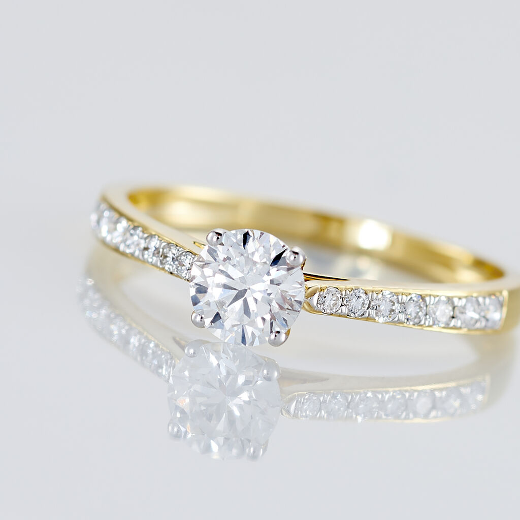 Bague Solitaire Hemera Or Jaune Diamant Synthetique - Spannringe Damen | OROVIVO