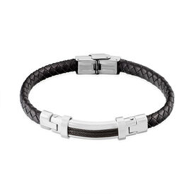 Herren Lederarmband Edelstahl Schwarz - Lederarmbänder Herren | OROVIVO