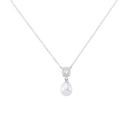 Damen Halskette Silber 925 Zuchtperle Zirkonia - Ketten mit Anhänger Damen | OROVIVO